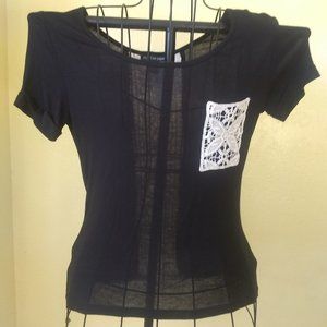 Boho lace back and pocket tee